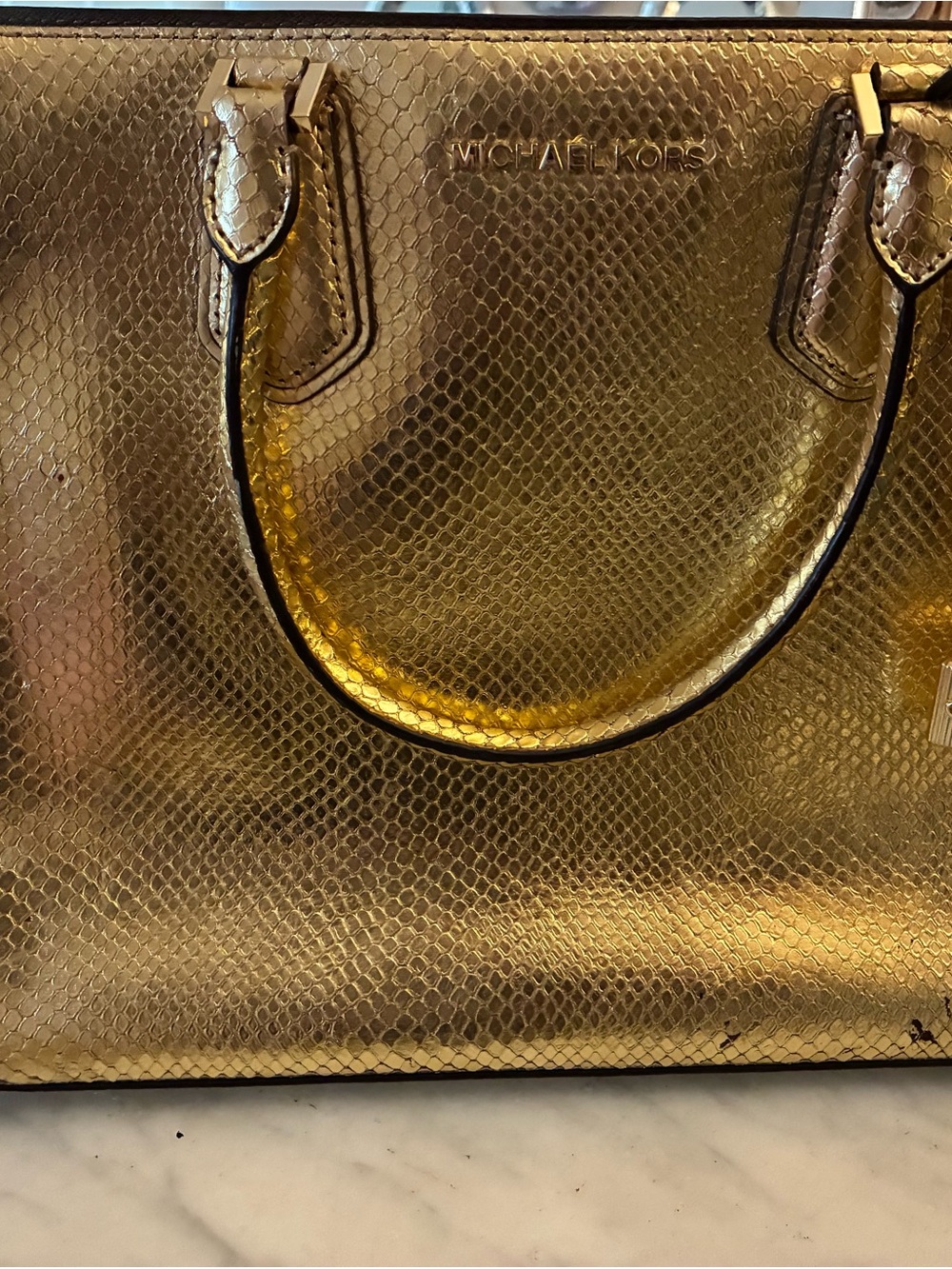 Michael Kors Metallic Gold Textured Tote